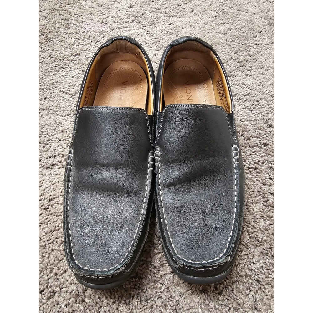 Vionic Preston Mens Black Leather Loafers Orthotic Slip On Driving Mocs 12